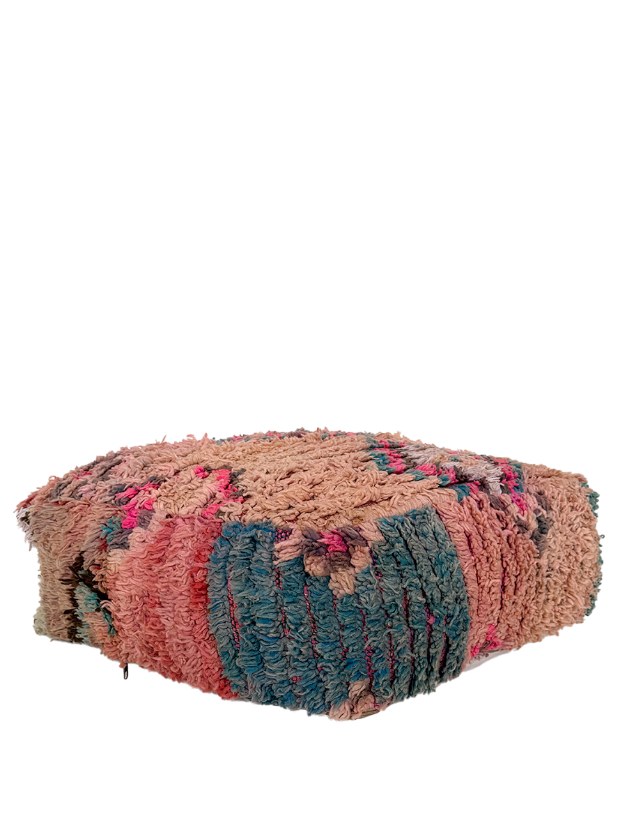 Vintage Boucherouite Pouf - Cotton Candy