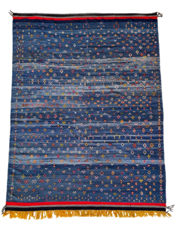 Anzal's Symbolic Indigo Flatweave | 8'-8