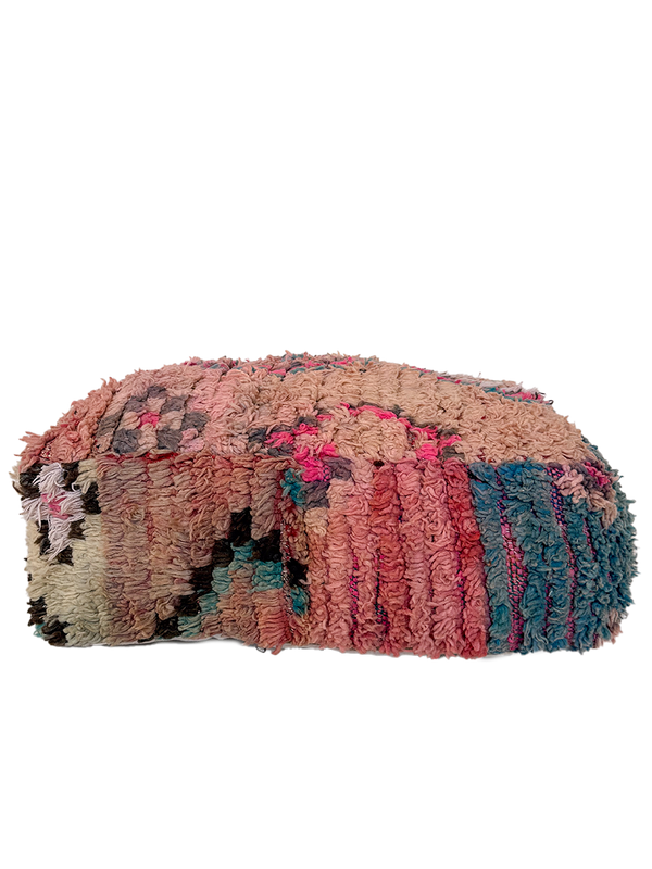 Vintage Boucherouite Pouf - Cotton Candy