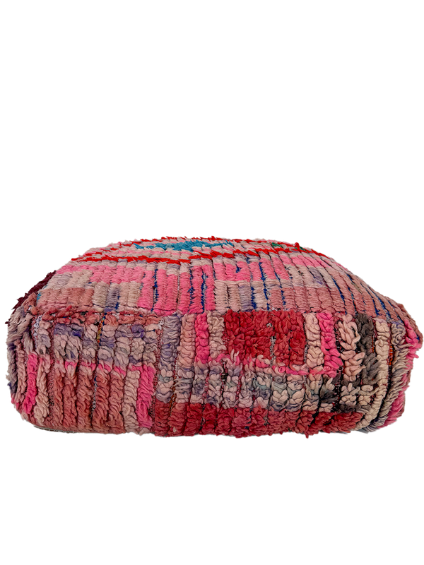 Vintage Boucherouite Pouf - Layered Mauve
