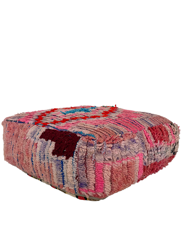 Vintage Boucherouite Pouf - Layered Mauve