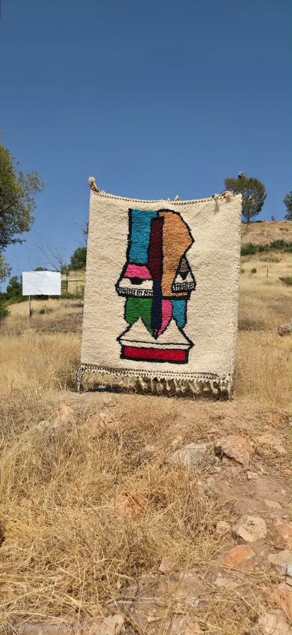 Art-shaped handmade Moroccan rug by Marrakech Weaver